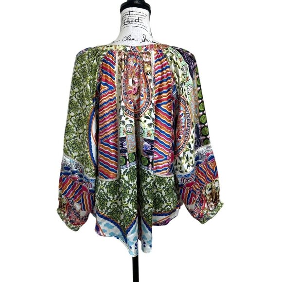 KAS Designs Women's Top Long Sleeve Scroll Paisley V Neck Size M - Picture 3 of 8